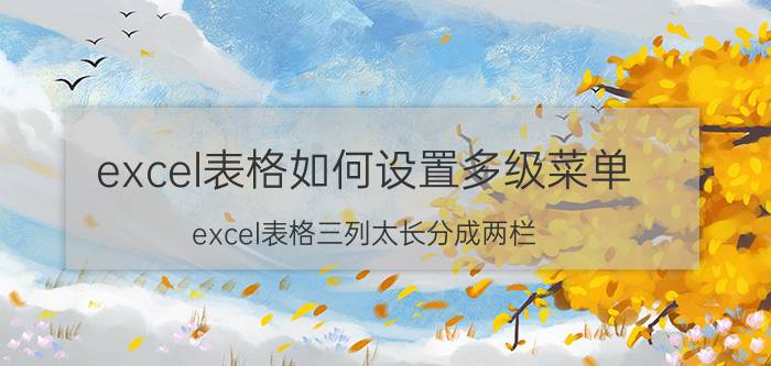 excel表格如何设置多级菜单 excel表格三列太长分成两栏？